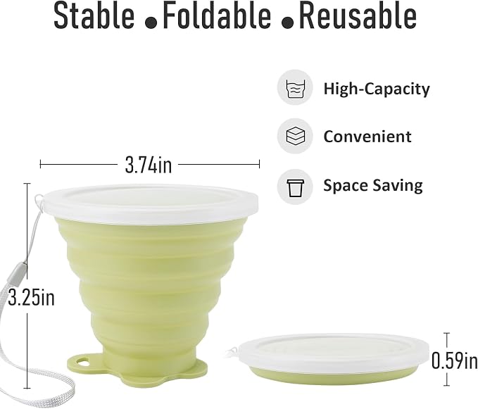 JBER Silicone Collapsible Travel Cup, Silicone Folding Camping Cup - Image 3