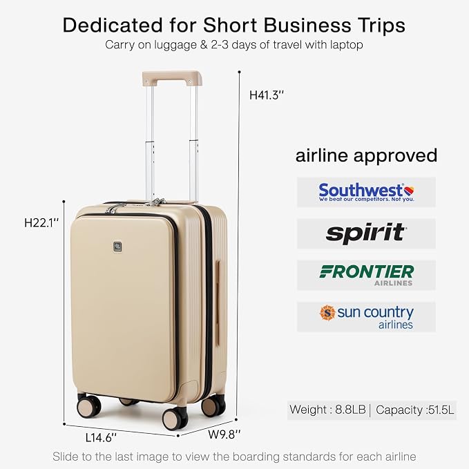 Hanke Grace Expandable Carry On Luggage - Image 4