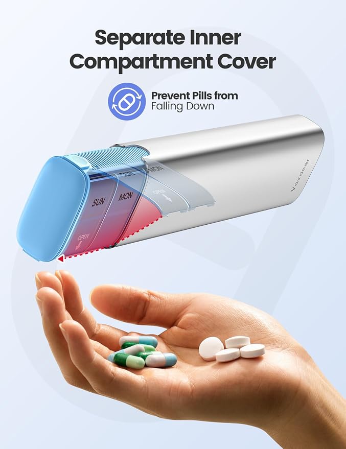 Vaydeer 7 Day Weekly Pill Organizer, Metal Travel Pill Case, Large Capacity - Image 4
