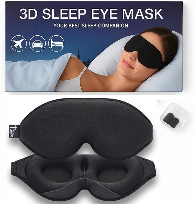 Sleep Mask with Earplugs & Zipper Bag 3D Memory Foam Eye Mask with Nose Support by Unknown
