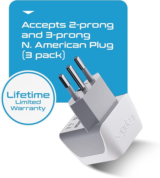 Ceptics Italy Travel Plug Adapter, Chile Plug Adapter - Image 5