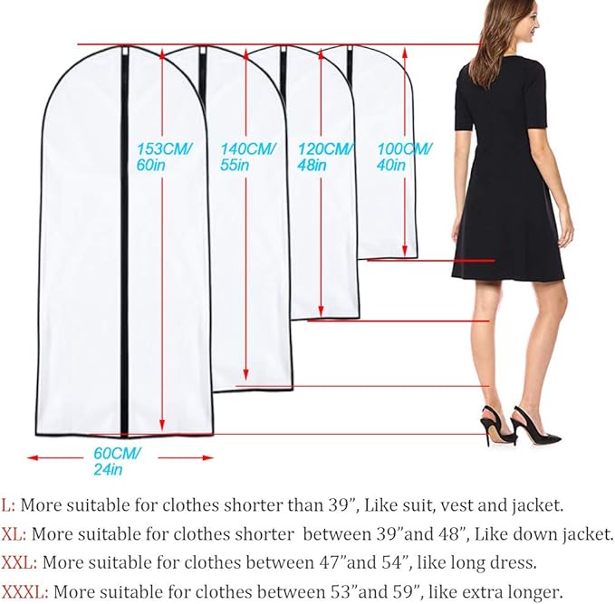 Garment Bags for Hanging Clothes 24'' x 60'' Coat Covers for Closet Foldable - Image 2