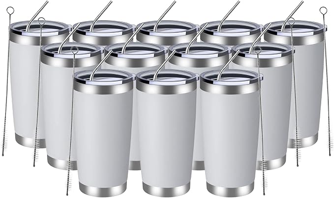 MEWAY 20oz Tumbler 12 Pack Double Wall Vacuum Insulated Travel Mug Bulk by MEWAY