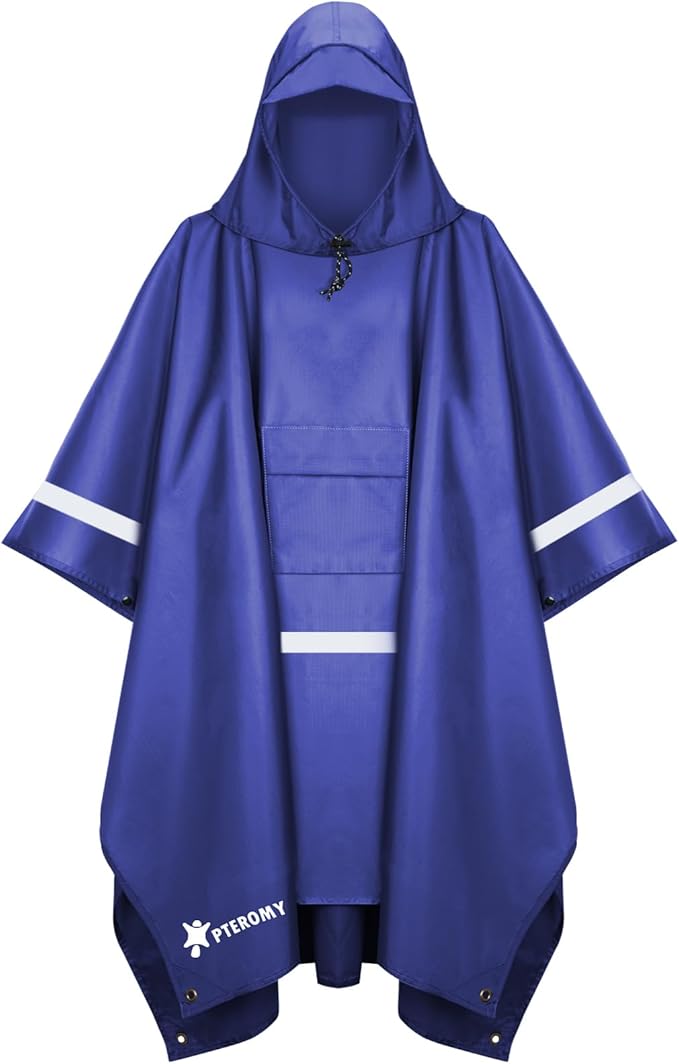 PTEROMY Hooded Rain Poncho for Adult by PTEROMY