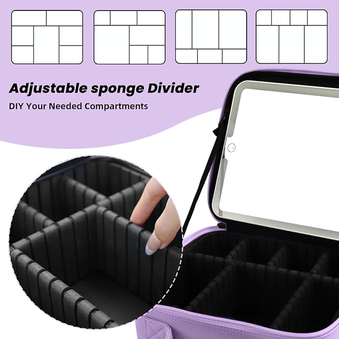 Travel Makeup Bag with LED Mirror and Light Travel Makeup Case Cosmetic - Image 4