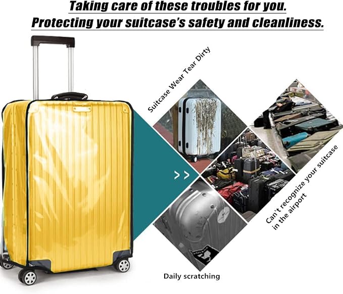 28 Inch Clear PVC Luggage Cover, 0.2mm Thick Lightweight Waterproof, - Image 5