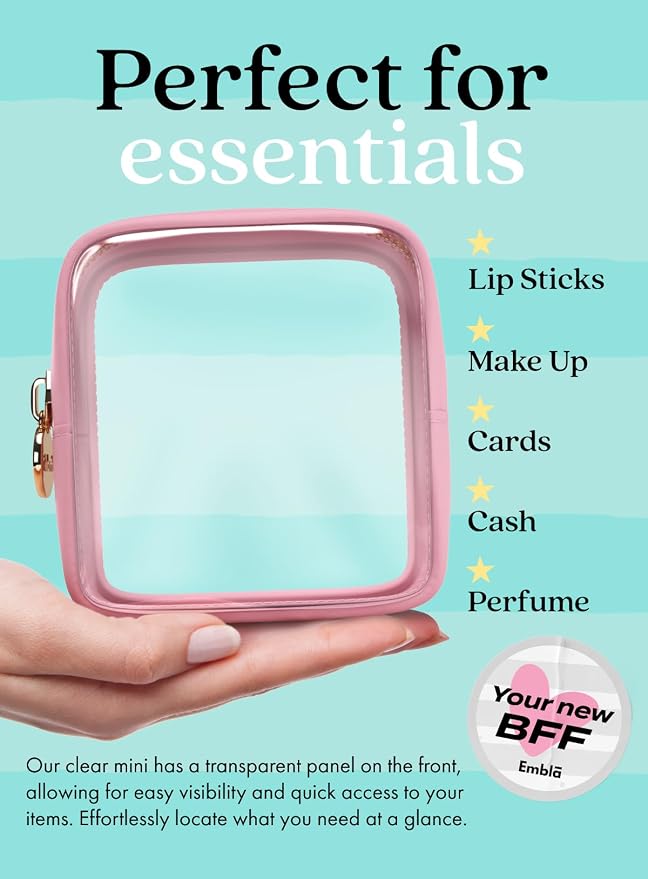 Clear Makeup Bag Zipper Pouch, Transparent Cosmetic Case Organizer, TSA - Image 3
