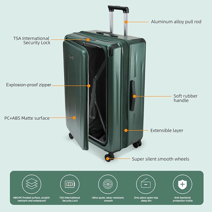 Premium Carry On Luggage, 29 Inch Top Opening Aluminum Frame Airline Approved - Image 4