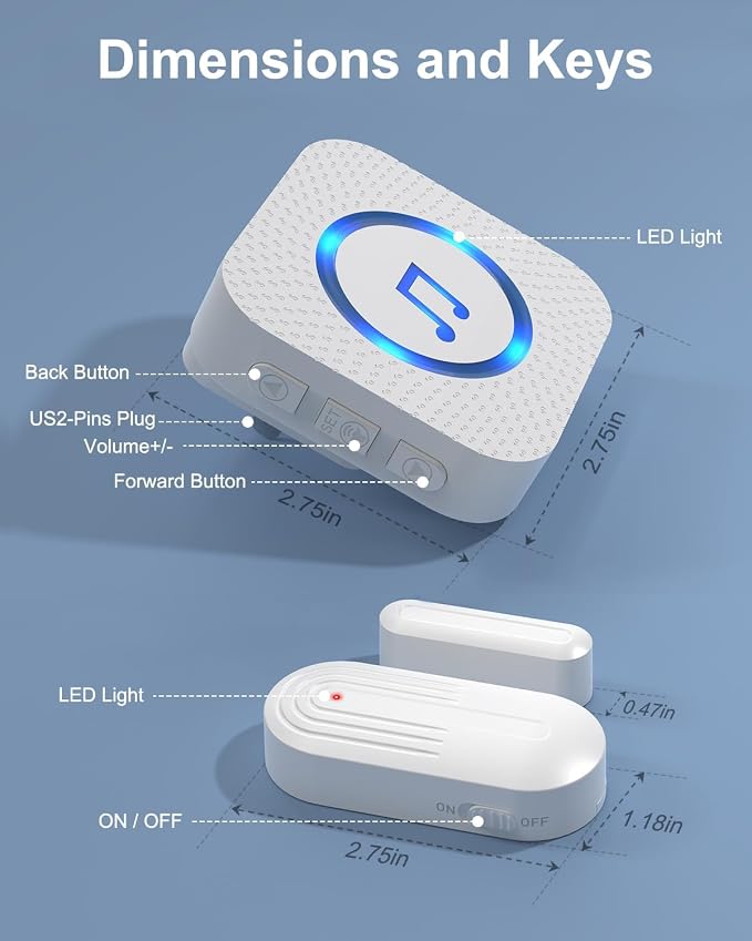 Door Chime, Wireless Door Open Alarm-SANJIE Door Entry Chime - Image 8