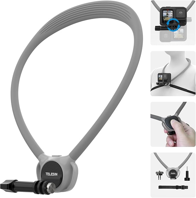 TELESIN Neck Mount SE 2.0 with Air Cushion, Adjustable Chest Strap and Neck by telesin