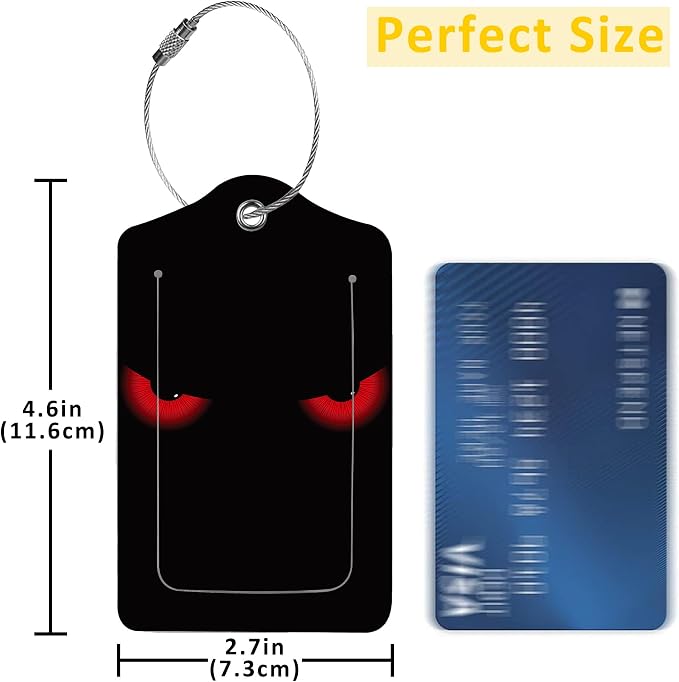 2 Pack Evil Eyes Luggage Tag for Suitcases Green Cat Eyes PU Leather Bag Travel - Image 2
