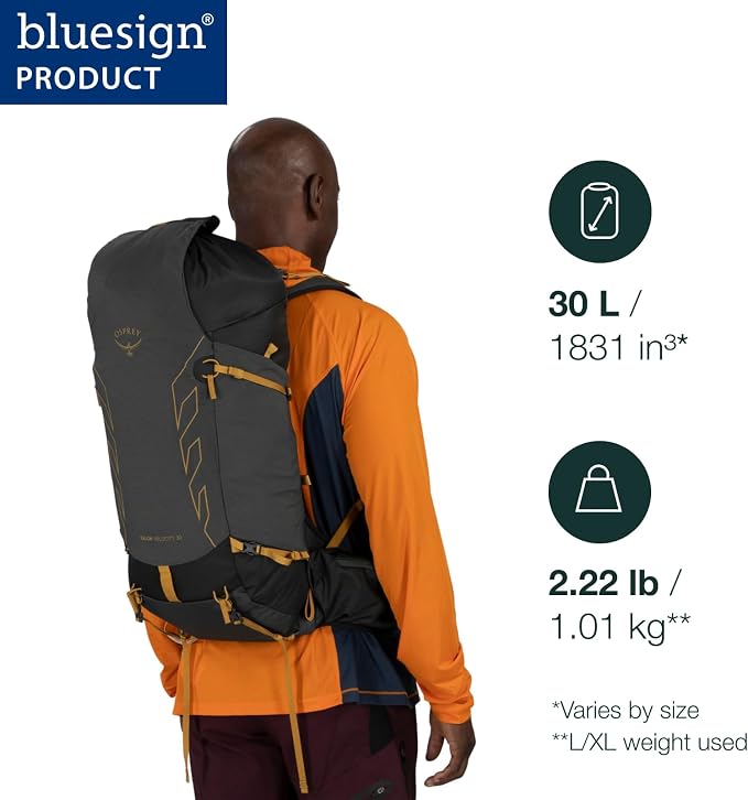 Osprey Talon Velocity 30L Men's Hiking Backpack, Dark Charcoal/Tumbleweed - Image 2
