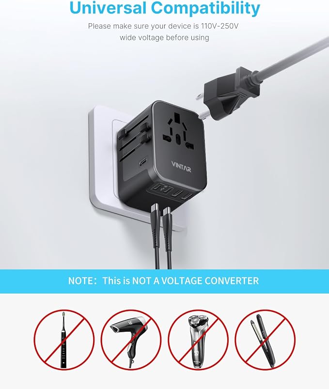 Universal Travel Adapter, VINTAR International Power Adapter - Image 6