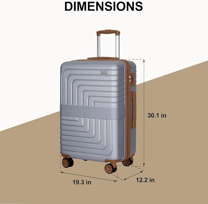 Romswi Expandable 28" Checked Luggage, Large Hardshell Suitcase - Image 8