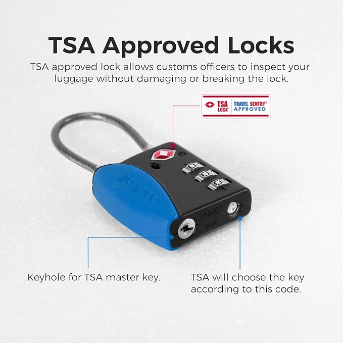 pack all TSA Approved Cable Luggage Locks, 3 Digit Combination Padlocks - Image 6