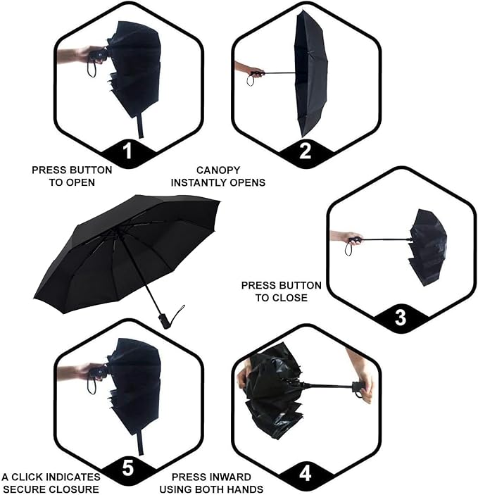 SY COMPACT Travel Umbrella Windproof Automatic Umbrellas Small Compact UV Sun - Image 3