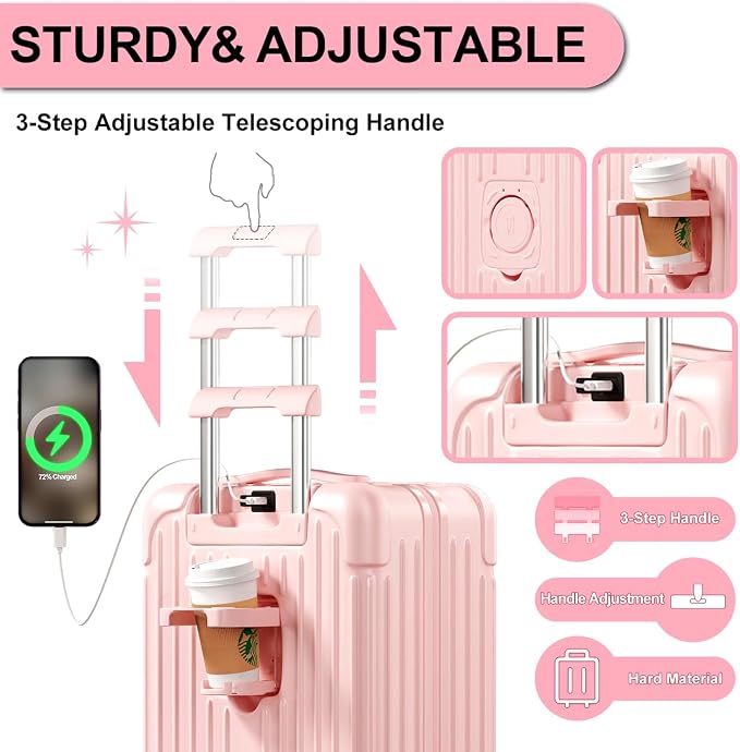 Krute Carry on Luggage 20 Inch USB Suitcases - Image 4
