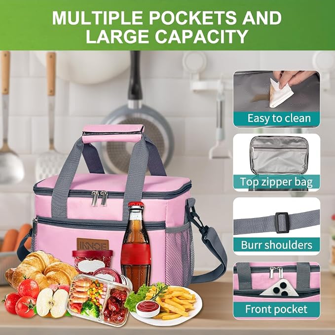 iknoe Large Foldable Cooler Bag, 8.5L Insulated Lunch Bag, Leakproof Lunch - Image 5