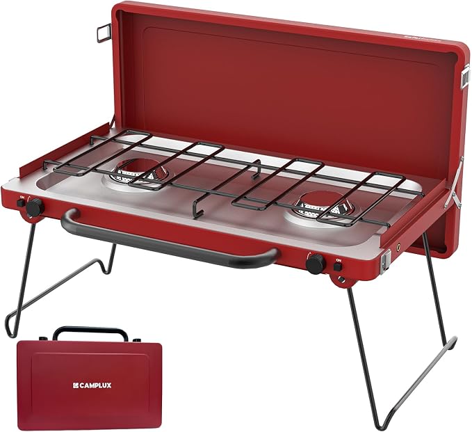 CAMPLUX Safari 2 Burner Propane Camping Stove 20, 000 BTU, Portable 2 Burner by CAMPLUX