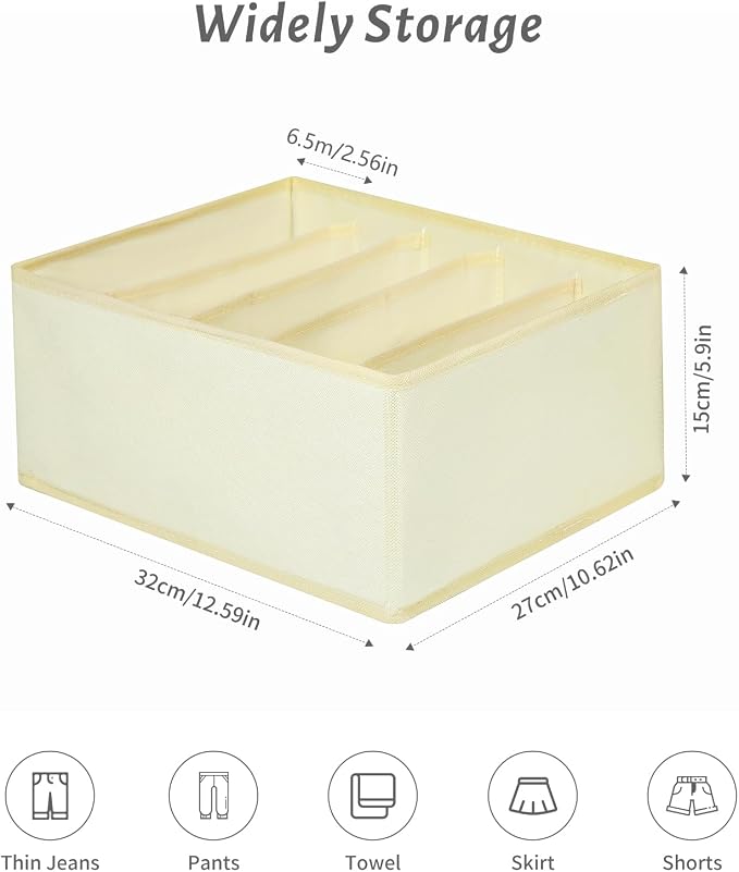 Jeans Drawer Organizers for Clothing, 5 Compartment Wardrobe Storage Box - Image 3