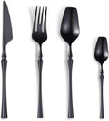 24-Piece Black Silverware Set for 6, Modern 18/10 Stainless Steel Flatware Set by Lemeya