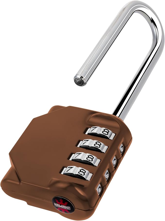 CL21MC 2.6 Inch Long Shackle Combination Lock, 4 Digit Combination Padlock Set by KAWAHA