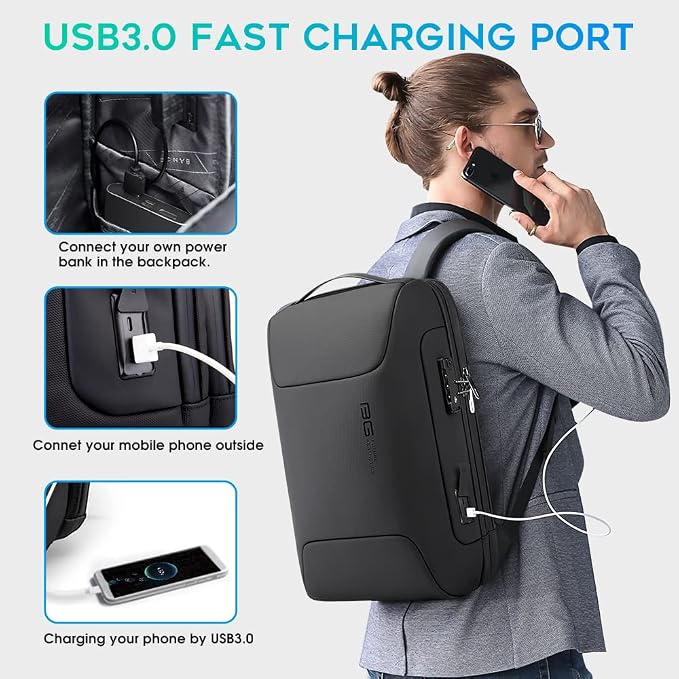 BANGE Anti Theft Business Backpack Fits 15.6 Inch Laptop, Smart Work Backpack - Image 4