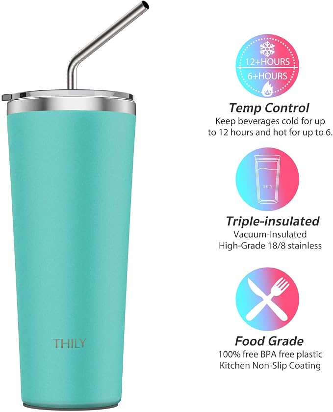 THILY Tumbler Vacuum Insulated Travel Mug 26 oz Coffee Cup - Image 3