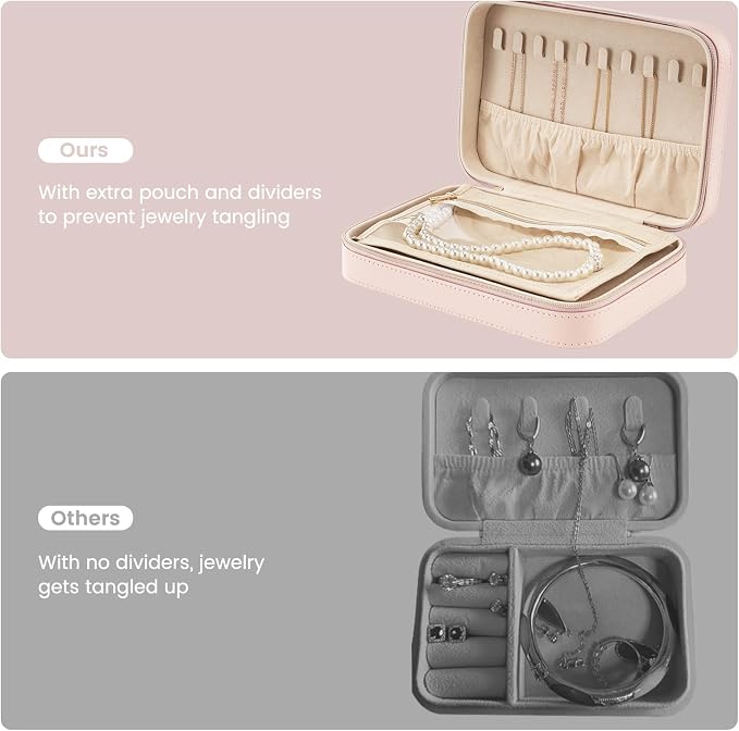 Lolalet Travel Jewelry Case for Women Girls, Travel Jewelry Organizer Box - Image 3