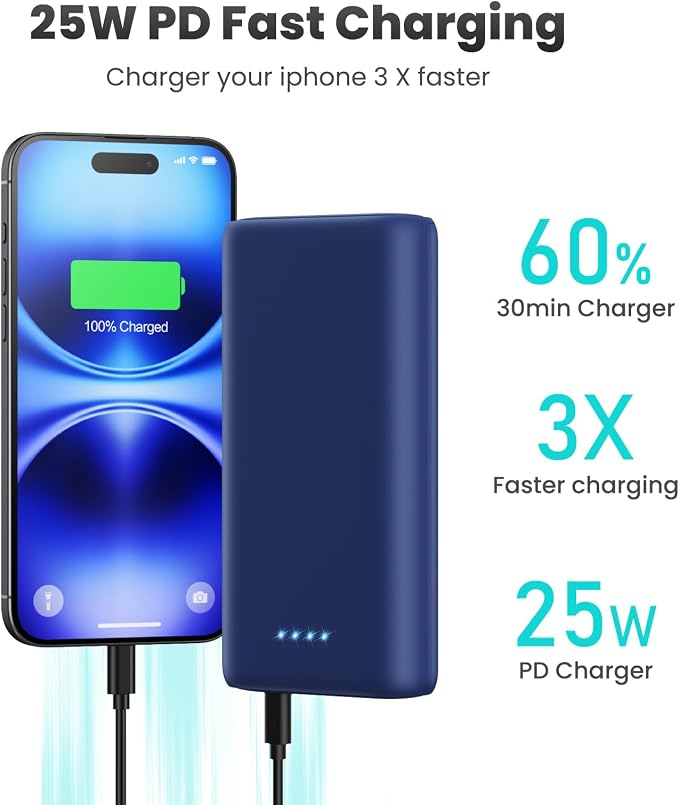 Portable Charger Power Bank 40, 800mAh 25W Fast Charging USB C Portable Charger - Image 2