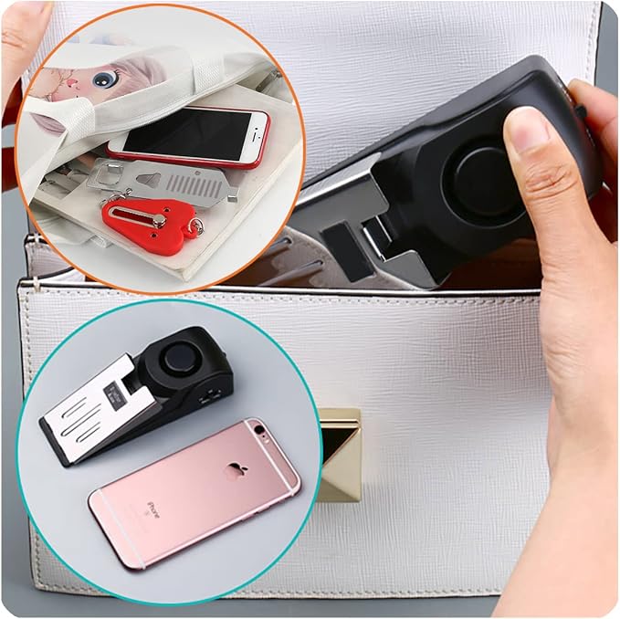 2 Packs Portable Door Stop Alarm & Door Lock, Upgraded Home Security Door - Image 4