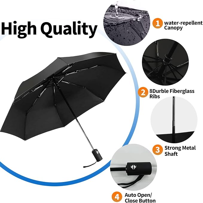LLanxiry Compact Travel Umbrella, Mini Windproof Umbrellas - Image 4