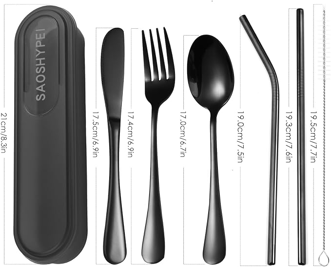 Portable Utensils Set with Case, Lunch Box Includ Fork Spoon Knife, Dishwasher - Image 2