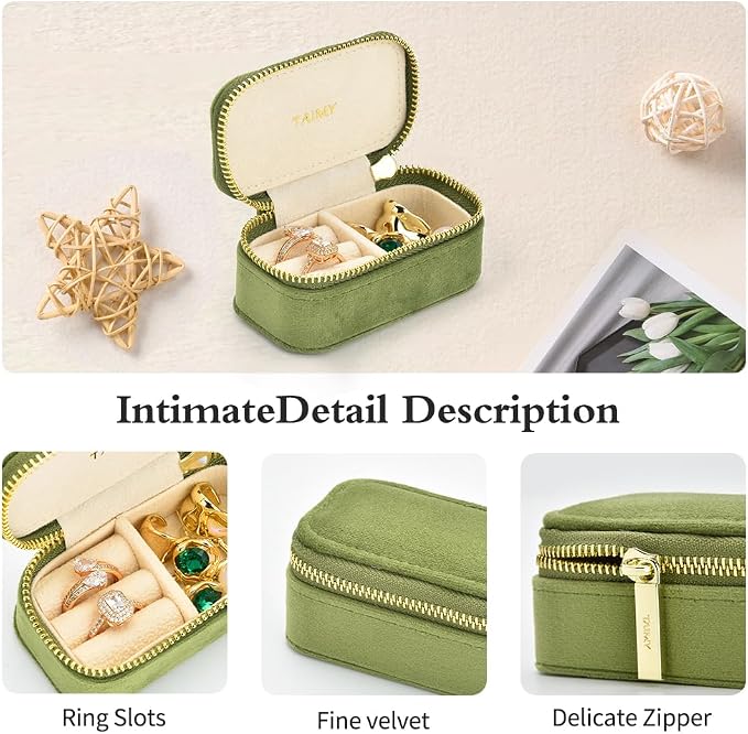 Small Travel Jewelry Case, Mini Tiny Plush Velvet Jewelry Box - Image 4