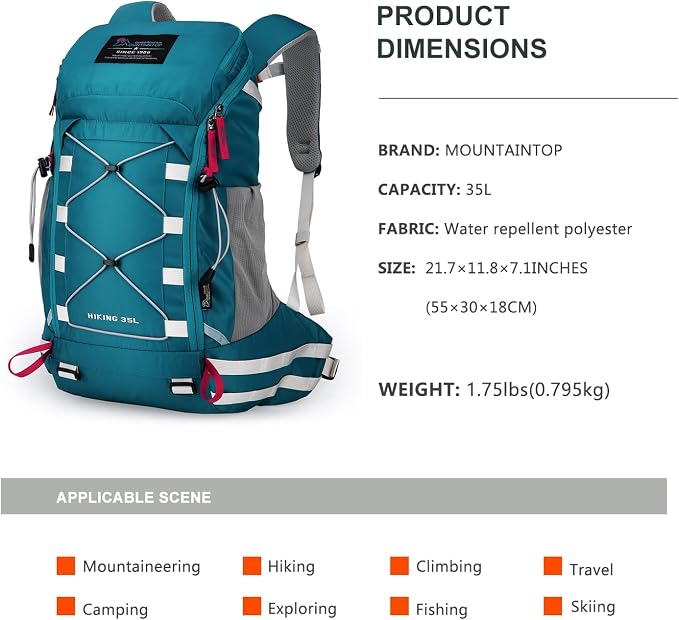 MOUNTAINTOP Hiking Backpack 35L Travel Backpack Lightweight Daypack - Image 2