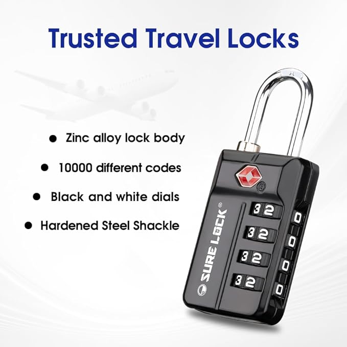 SURE LOCK TSA Approved 4-Digit Resettable Combination Luggage Lock - Image 5