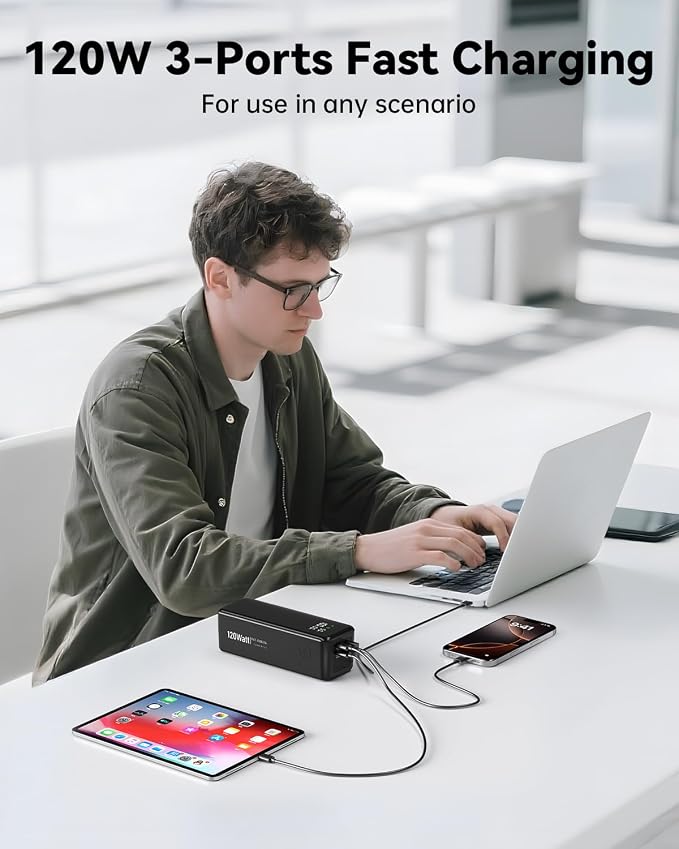 27000mah Power Bank, High Capacity 3-Port Laptop Portable Charger, 120 W Fast - Image 6