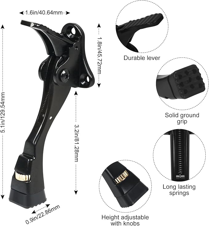 Black Kick Down Door Stoppers for Bottom of Door, Heavy Duty Kickdown Door Stop - Image 5