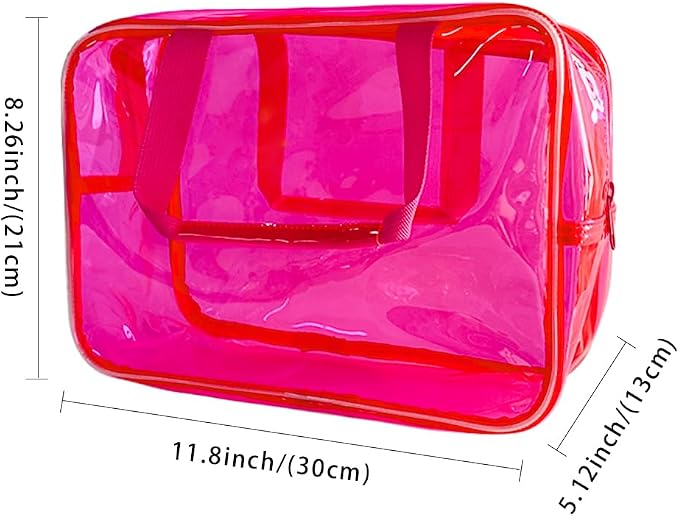 Clear Makeup Bag Travel Toiletry Artist Bag, Hot Pink - Image 2