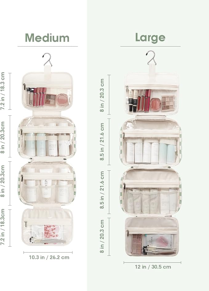Narwey Hanging Toiletry Bag for Women Travel Checkered Makeup Bag Organizer - Image 6
