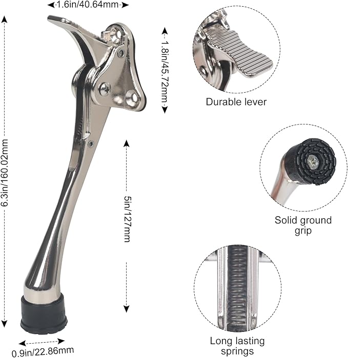 6 Inch Kick Down Door Stoppers for Bottom of Door, Heavy Duty Kickdown Door Stop - Image 2