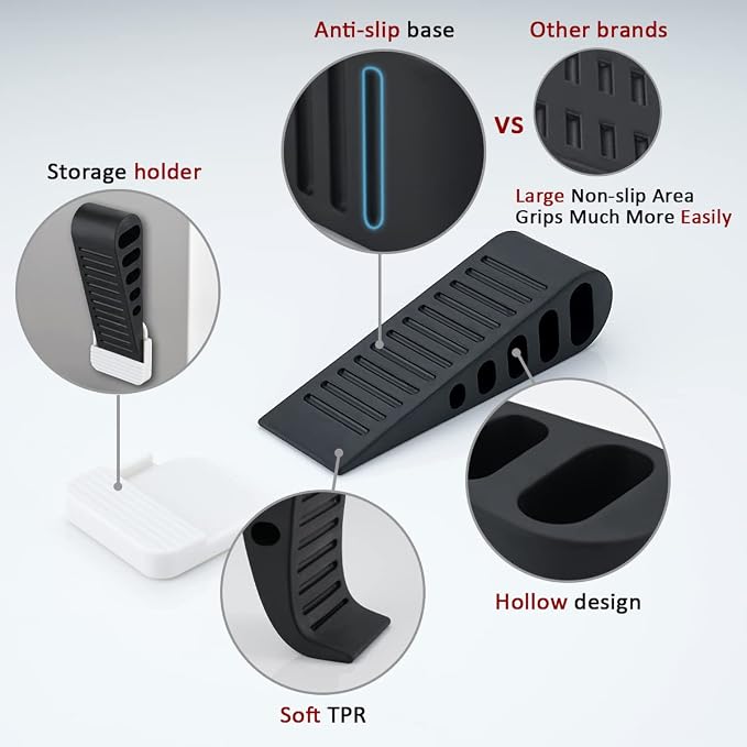 JQK Rubber Door Stopper Wedge, Wooden Floor, DSB61-BK-P4 - Image 5