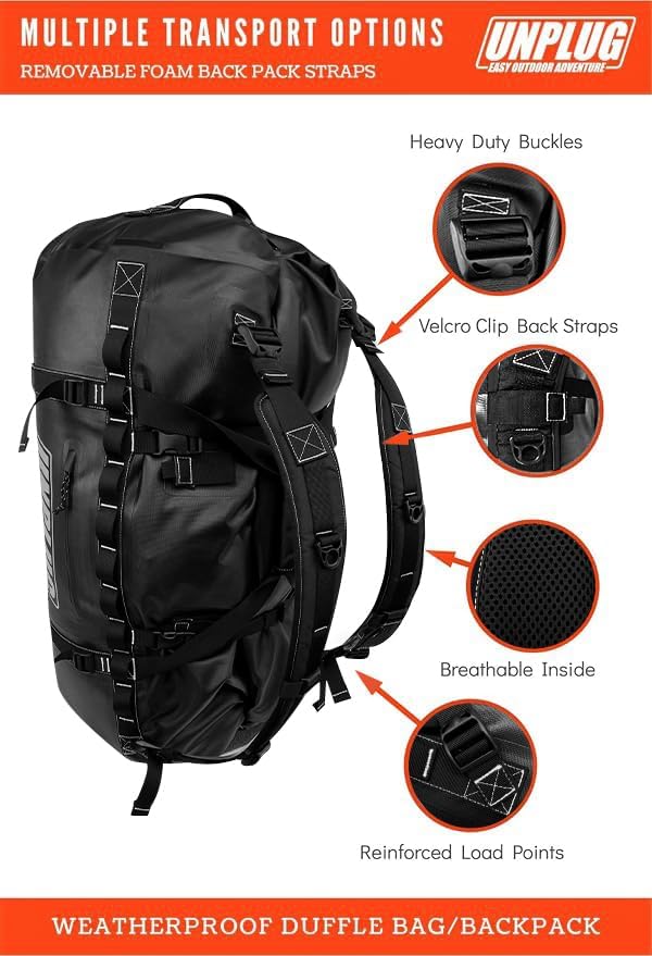 Duffel Bag, Storm Grey, Waterproof, 1680D Heavy Duty, Tactical Duffle Bag - Image 4