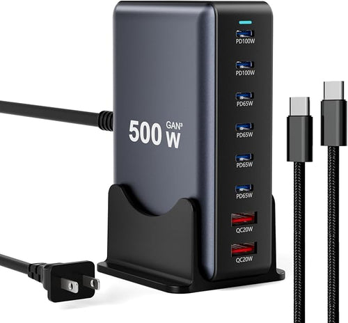 500W Fast Charging 8 Port USB C Charger Block by Unknown