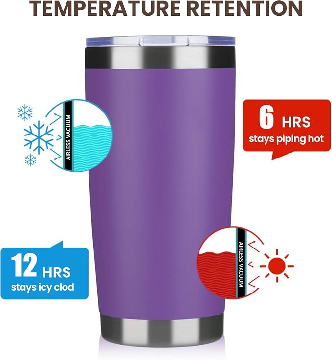 MEWAY 20oz Tumbler Cup Double Wall Vacuum Insulated Travel Mug Bulk, Stainless - Image 6
