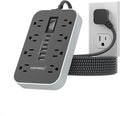 Power Strip Surge Protector- 5FT Flat Plug Extension Cord, 8 AC Outlet& 6 USB by POPOWELL