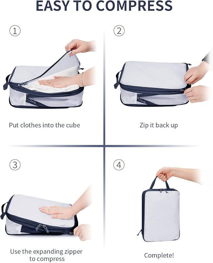 ECOHUB 6 Set Compression Packing Cubes, Lightweight Cruise Ship Vacation Travel - Image 6