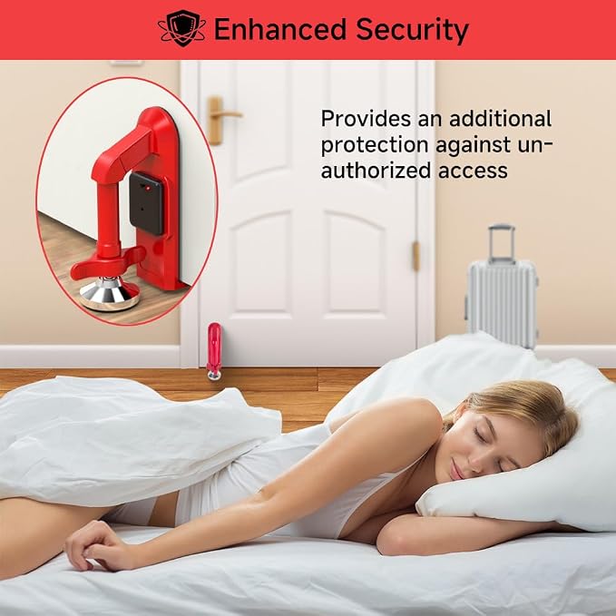 Portable Alarm Door Stopper for Additional Safety in Hotel, Apartment and - Image 2