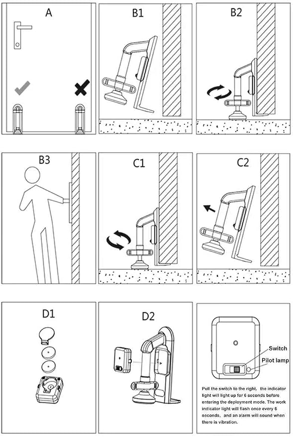Portable Alarm Door Stopper for Bottom of Door, 2025 New Door Stop Alarm Wedge - Image 2