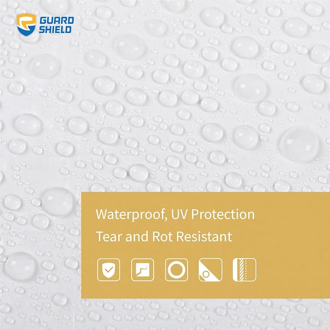 GUARD SHIELD Tarp White 12x16 Feet Multi Purpose Waterproof Poly Tarp Cover 5mil - Image 3
